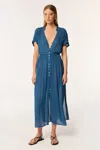 Poupette St Barth Long Dress Becky In Blue