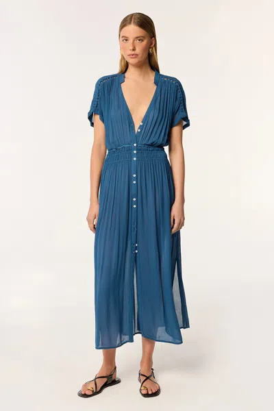 Poupette St Barth Long Dress Becky In Blue
