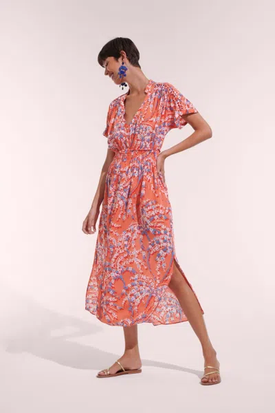 Poupette St Barth Long Dress Becky In Orange