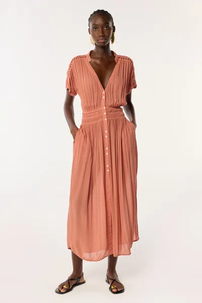 Poupette St Barth Long Dress Becky In Pink