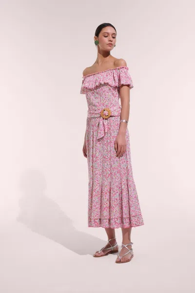 Poupette St Barth Long Dress Bella In Pink