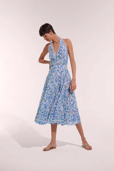 Poupette St Barth Long Dress Beth In Blue