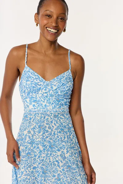 Poupette St Barth Long Dress Cara In Blue Lazuli