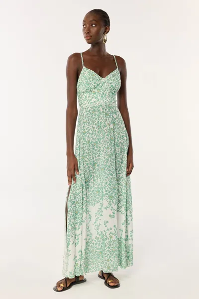 Poupette St Barth Long Dress Cara In Green Lazuli