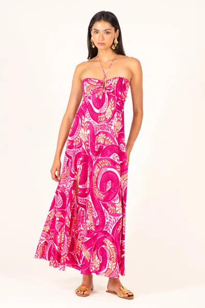 Poupette St Barth Long Dress Carla In Pink
