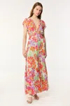 Poupette St Barth Cecile Floral Print Cover-up Midi Dress In Pink