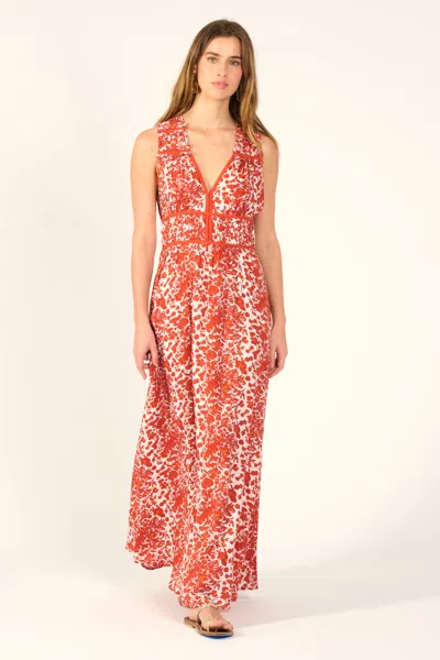 Poupette St Barth Long Dress Chiara In Orange
