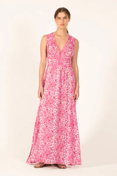Poupette St Barth Long Dress Chiara In Pink