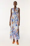 Poupette St Barth Long Dress Chiara In Blue Macro Lilium