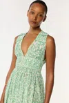 Poupette St Barth Long Dress Chiara In Green Lazuli
