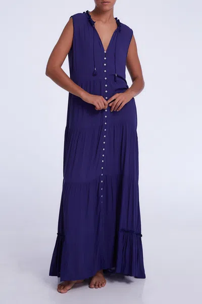 Poupette St Barth Long Dress Clara In Blue