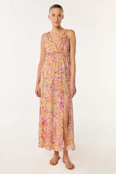 Poupette St Barth Long Dress Collette In Pink Mosaic
