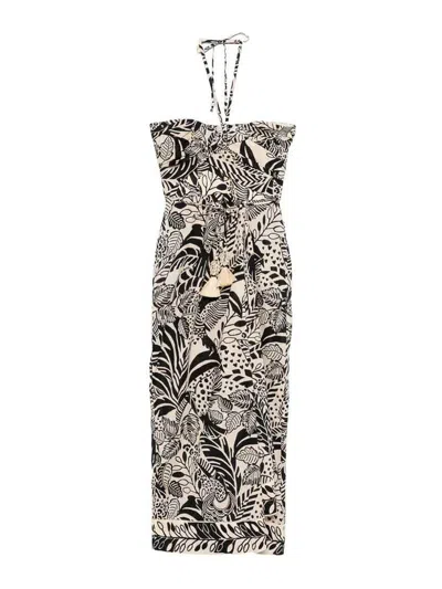 Poupette St Barth Collina Printed Cotton Midi Dress In Brown