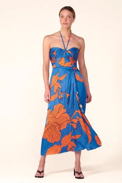 Poupette St Barth Long Dress Collina In Blue