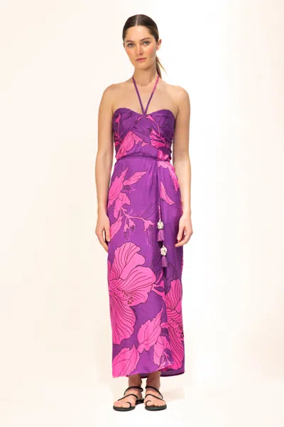 Poupette St Barth Long Dress Collina In Purple