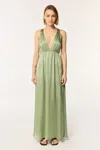 Poupette St Barth Long Dress Cycas In Sage