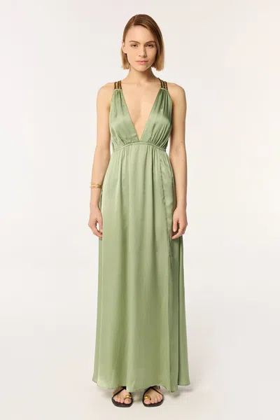 Poupette St Barth Long Dress Cycas In Sage