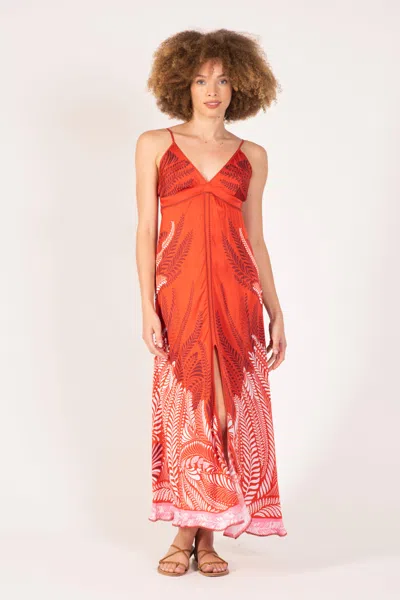 Poupette St Barth Long Dress Denise In Orange