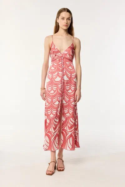 Poupette St Barth Long Dress Denise In Pink Himba
