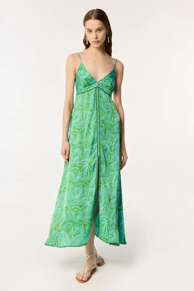 Poupette St Barth Long Dress Denise In Turquoise