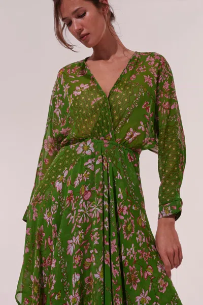 Poupette St Barth Long Dress Ilona In Green