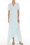Poupette St Barth Long Dress Joe Ruffled In Blue