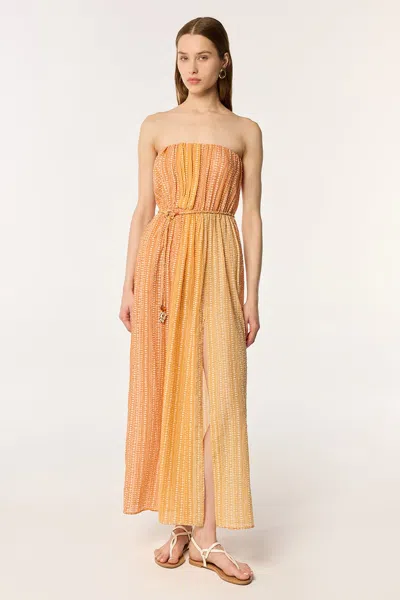 Poupette St Barth Long Dress Mara In Orange Shona
