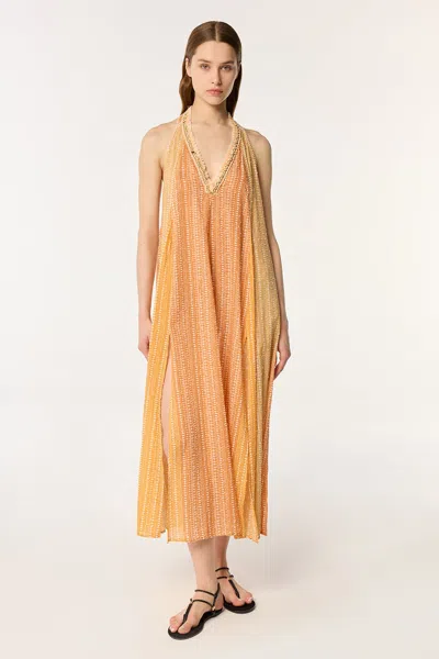 Poupette St Barth Long Dress Nava In Orange Shona
