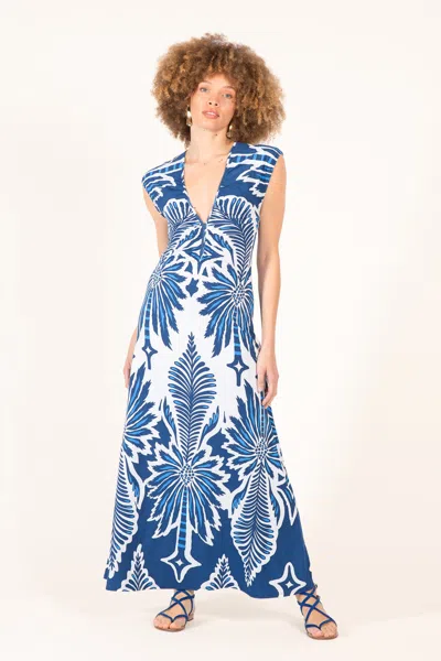 Poupette St Barth Long Dress Nova In Blue
