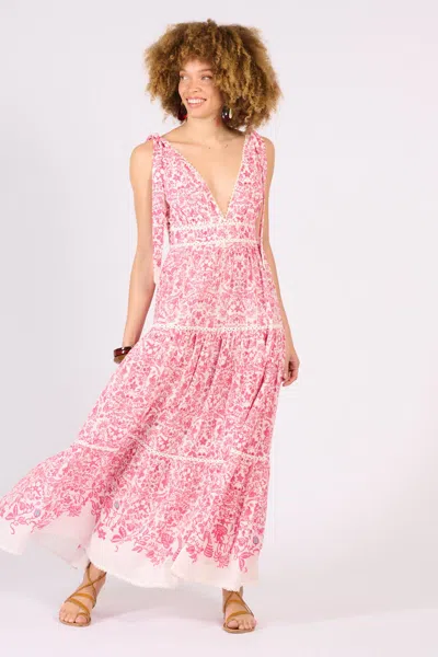 Poupette St Barth Long Dress Perla In Pink