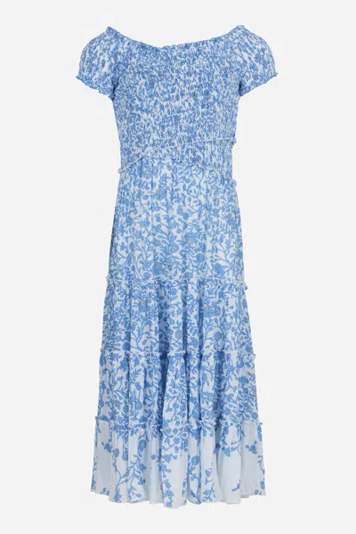 Poupette St Barth Long Dress Soledad For Girls In Blue Lazuli