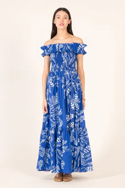 Poupette St Barth Long Dress Suzanne In Blue