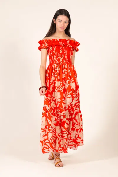 Poupette St Barth Long Dress Suzanne In Pink