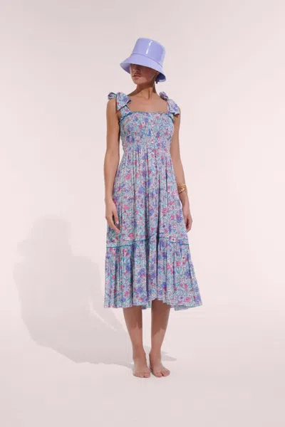 Poupette St Barth Long Dress Triny In Blue