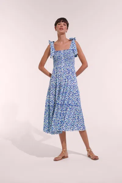 Poupette St Barth Long Dress Triny In Blue
