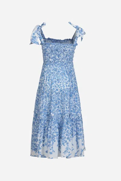 Poupette St Barth Long Dress Triny For Girls In Blue Lazuli