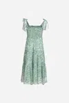 Poupette St Barth Long Dress Triny For Girls In Green Lazuli