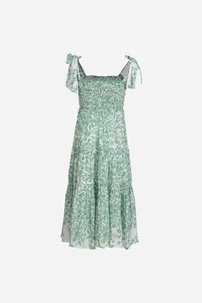 Poupette St Barth Long Dress Triny For Girls In Green Lazuli