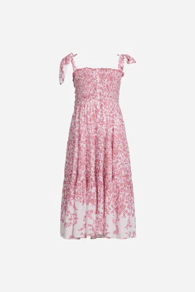 Poupette St Barth Long Dress Triny For Girls In Pink Lazuli