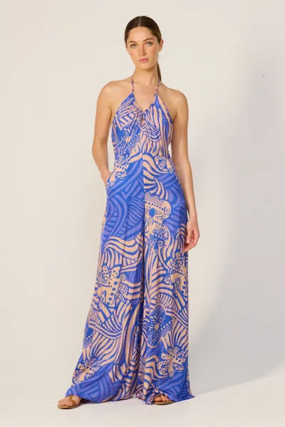 Poupette St Barth Long Jumpsuit Cilia In Blue