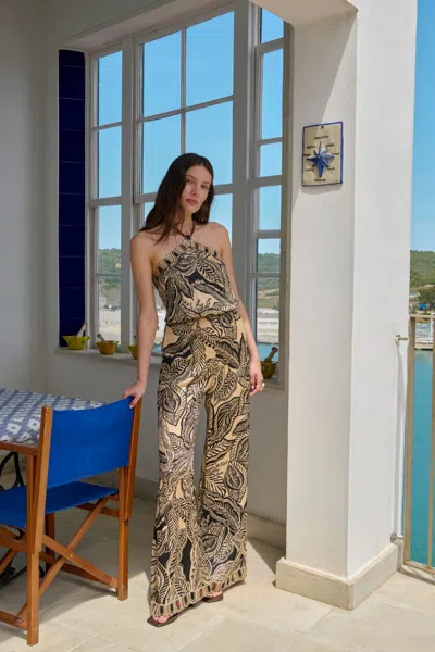 Poupette St Barth Long Jumpsuit Marylin In Brown