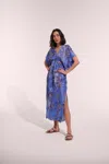 Poupette St Barth Long Kaftan Amaya In Blue
