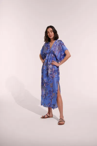 Poupette St Barth Long Kaftan Amaya In Blue