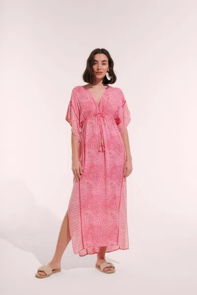 Poupette St Barth Long Kaftan Amaya In Pink