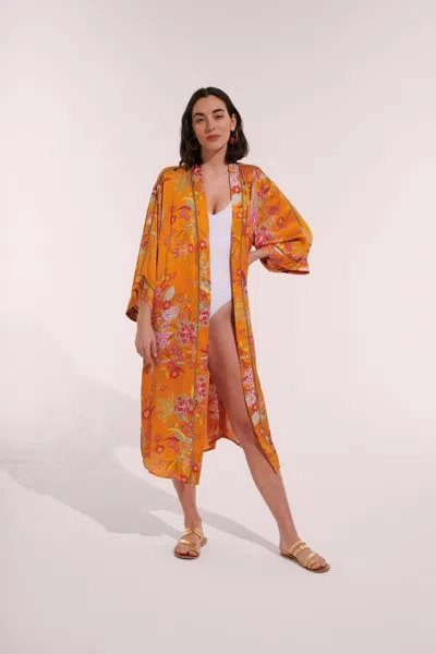 Poupette St Barth Long Kimono Erica In Multi