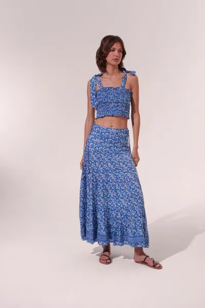Poupette St Barth Long Skirt Camila In Blue