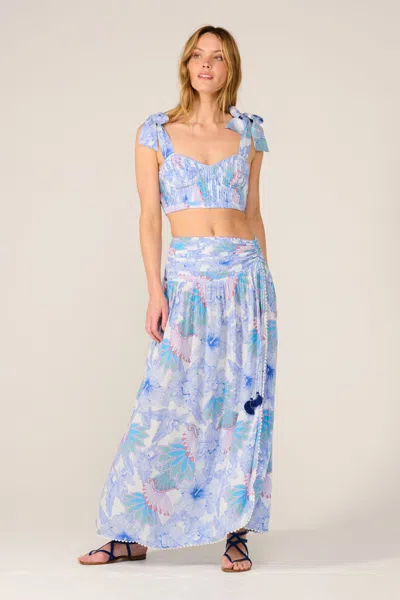 Poupette St Barth Long Skirt Carla In Blue