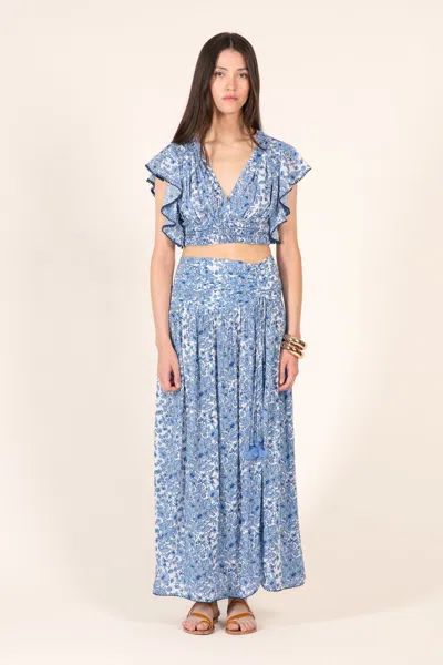 Poupette St Barth Long Skirt Carla In Blue