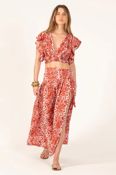 Poupette St Barth Long Skirt Carla In Red