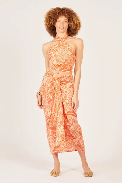 Poupette St Barth Long Skirt Uma In Orange